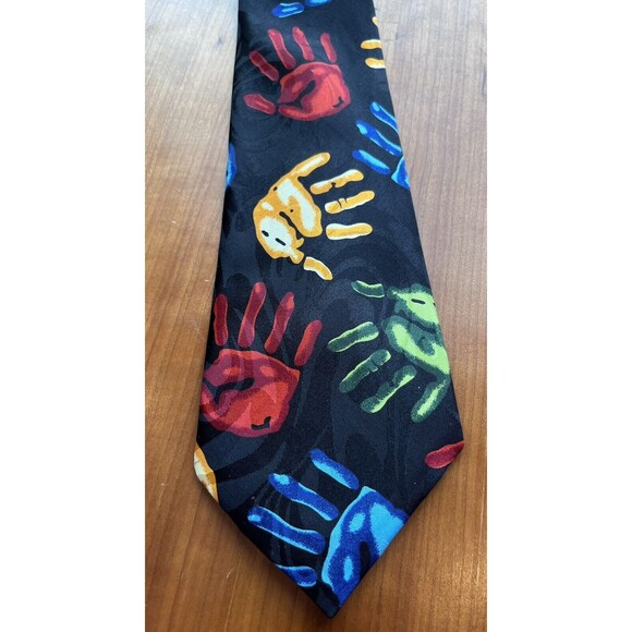 Steven Harris Necktie Hand Prints For Art Teachers and Dads Multicolor 58 x 4 - Picture 1 of 5